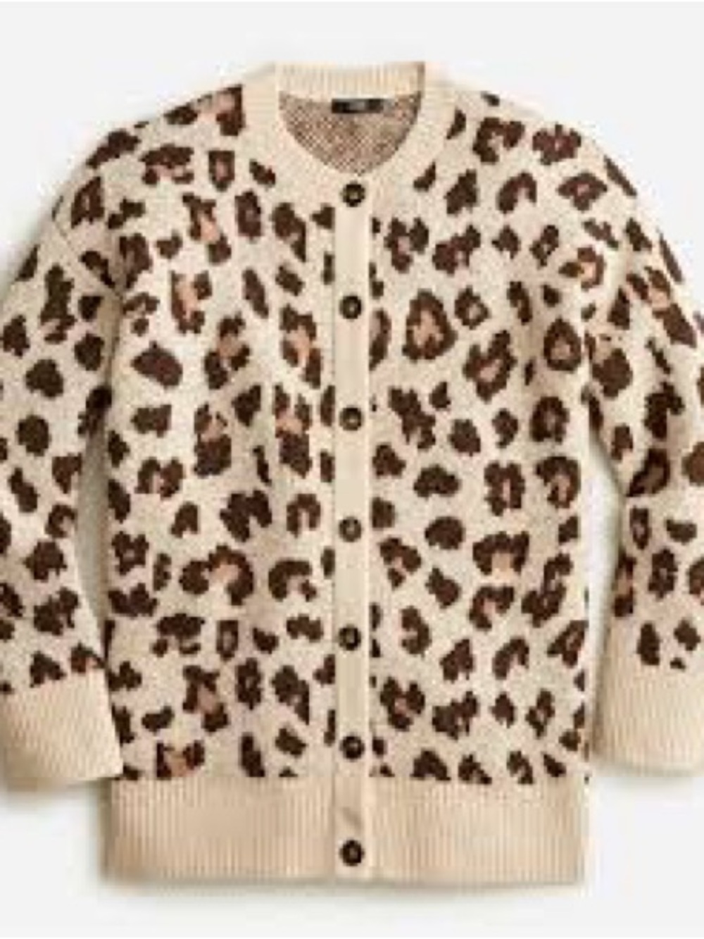OVERSIZED CARDIGAN SWEATER IN LEOPARD PRINT LARGE / STONE CHOCOLATE LEOPARD